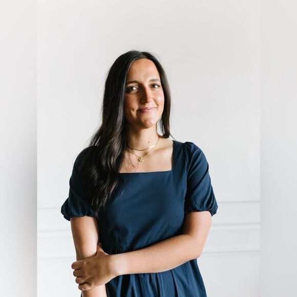 Mod Ref Zaria Maxi Dress Navy Blue Size Small Cotton Spandex Spring Summer - Picture 3 of 14